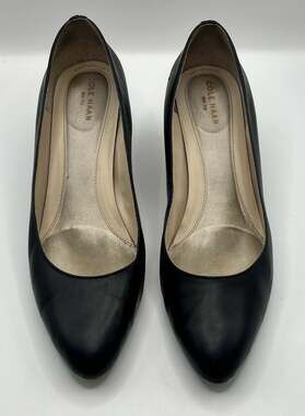 Cole Haan Women's The Go-To Wedge (60mm) Waterproof Black Leather Pumps Size 9B